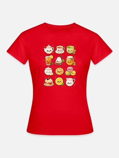 Kawaii Teezeit | Tee, Matcha & Gebäck - Frauen T-Shirt - Rot