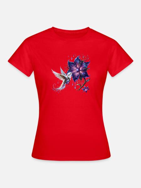 Verzauberter Steampunk-Kolibri - Frauen T-Shirt - Rot