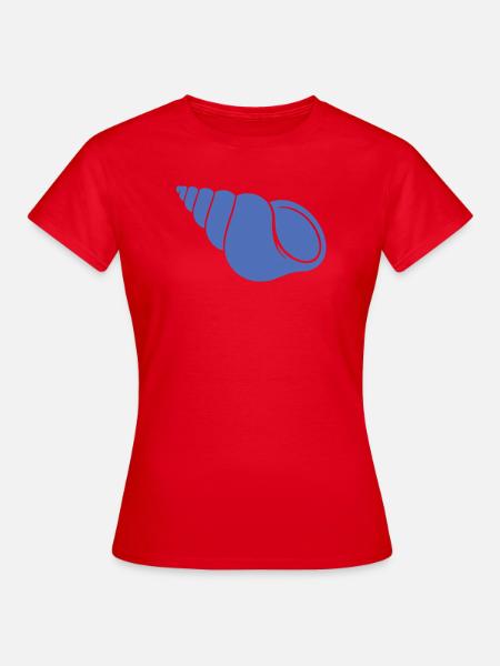 Blauer Meeresspirale Muschel - Frauen T-Shirt - Rot