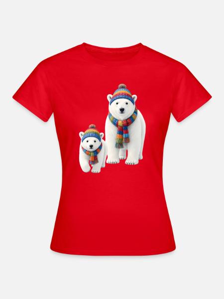 Regenbogenbär mit Schal - Frauen T-Shirt - Rot