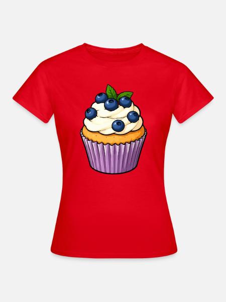 Blaubeer Cupcake Illustration - Frauen T-Shirt - Rot