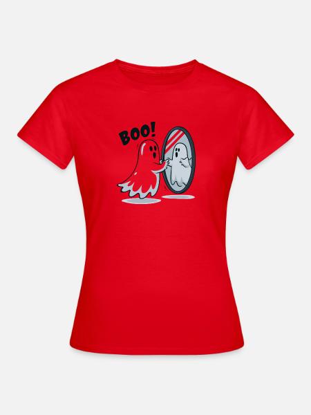 Boo Spiegelgeist im Spiegel - Frauen T-Shirt - Rot