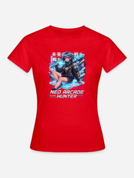 Neo Arcade Jägerin: Zukunftskämpfer - Frauen T-Shirt - Rot