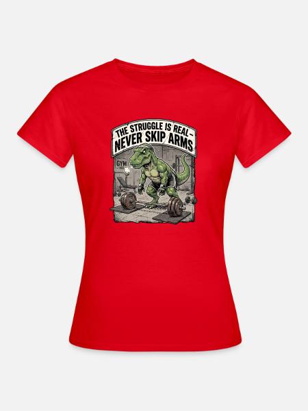 Dinosaurier vs Langhantel - Frauen T-Shirt - Rot
