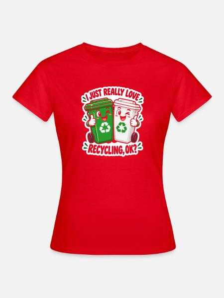 Duo Recycling Lächelnde Eimer - Frauen T-Shirt - Rot