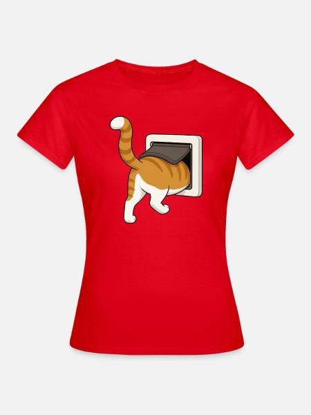 Freche Katze erkundet einen Briefkasten - Frauen T-Shirt - Rot