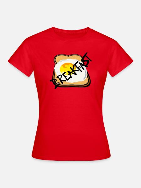 Toast mit Spiegelei Grafik - Frauen T-Shirt - Rot