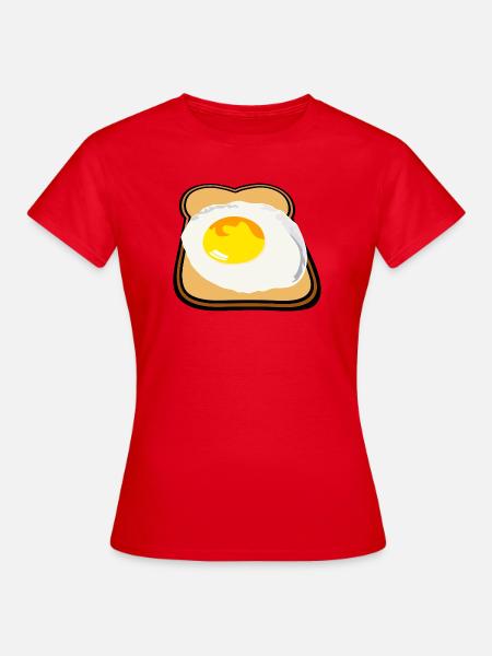 Toast mit Spiegelei lecker Frühstück - Frauen T-Shirt - Rot