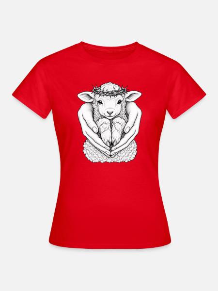 Lamm Gottes – Beschützt - Frauen T-Shirt - Rot