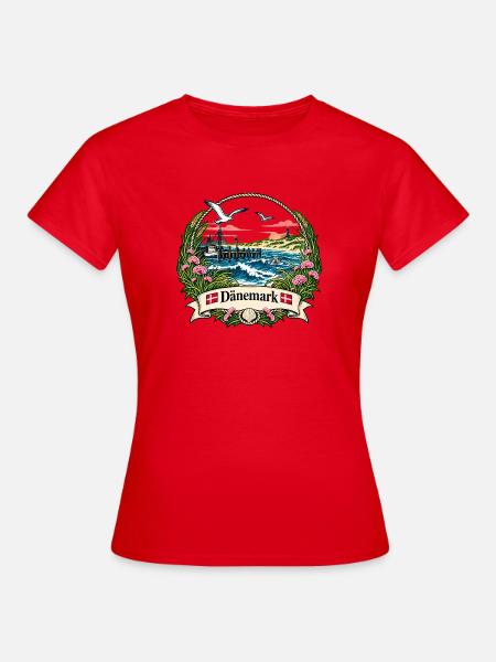 Dänemark Küstenlogo mit Möwen - Frauen T-Shirt - Rot