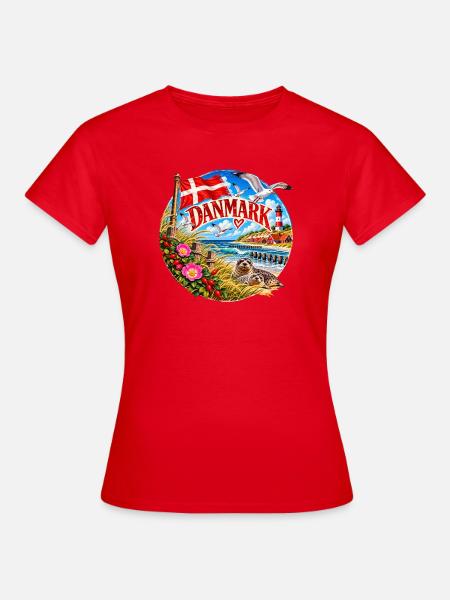 Danmark Küstenzauber Runddesign - Frauen T-Shirt - Rot