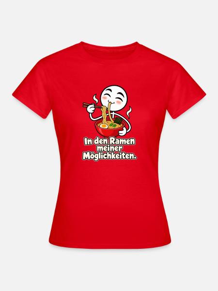 Ramen-Wortspiel – Strichmännchen - Frauen T-Shirt - Rot