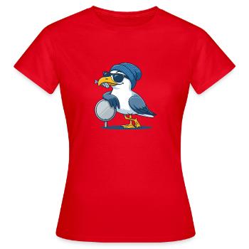 Coole Möwe mit Sonnenbrille und Fisch - Frauen T-Shirt - Rot - Vorne - AI Model Female 172 dark (172cm)