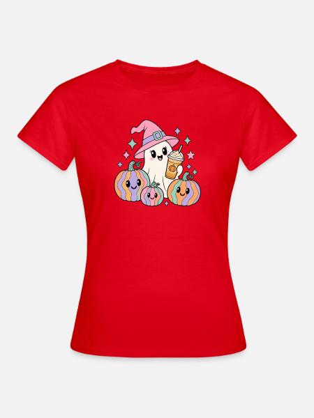 Kawaii Kürbisgeist Latte Halloween - Frauen T-Shirt - Rot