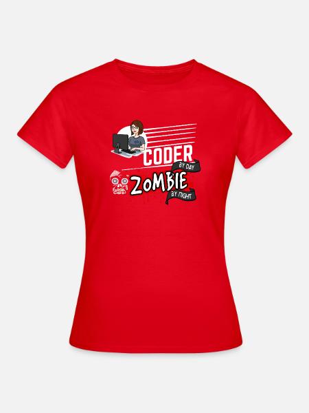 Coder by day Zombie by night - Programmiererin - Frauen T-Shirt - Rot