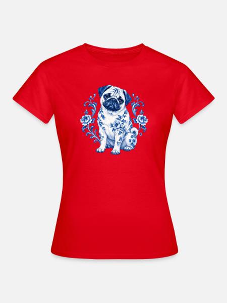 Mops Hund süßer Mops niedlicher Mops - Frauen T-Shirt - Rot