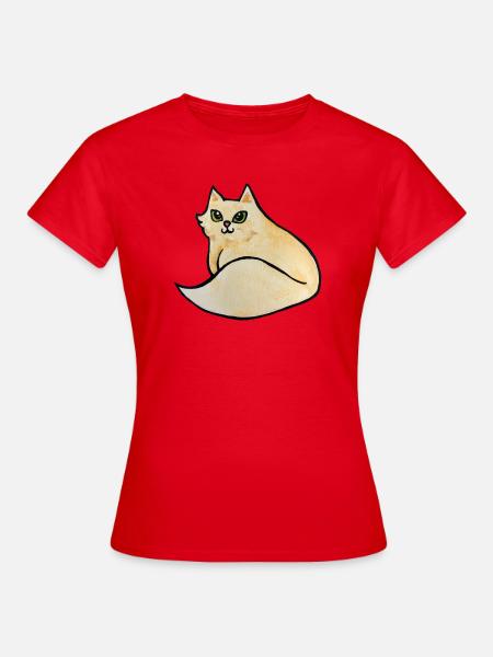 Aquarell-Katzen-Curling-Illustration - Frauen T-Shirt - Rot