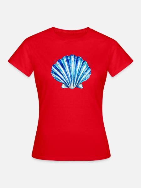 Blaues Muschelmuster Aquarell - Frauen T-Shirt - Rot