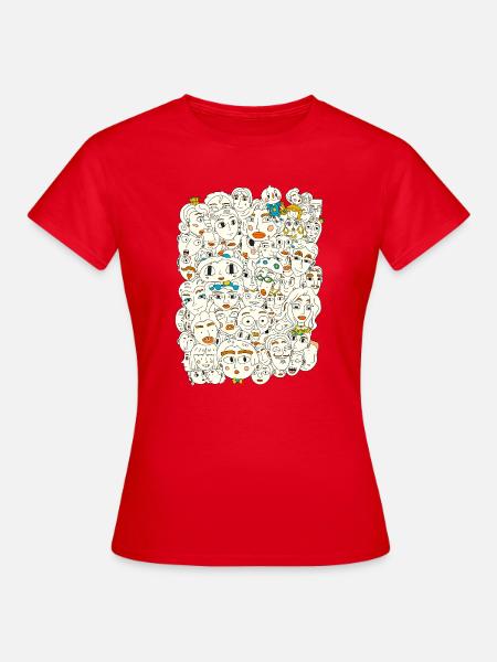 Gesichter auf und über Gesichter - Frauen T-Shirt - Rot