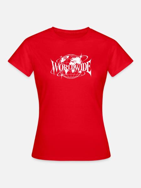 Weltweites Globus-Emblem - Frauen T-Shirt - Rot