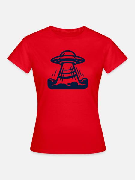 Ufo Alien Raumschiff Grafik - Frauen T-Shirt - Rot