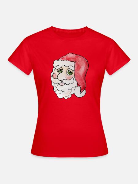 Verspieltes Aquarell-Weihnachtsmannporträt - Frauen T-Shirt - Rot