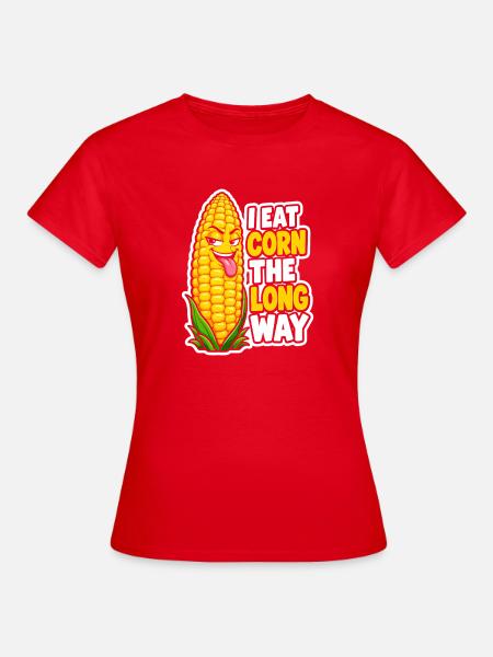 Mais Langweg Lächeln Sticker - Frauen T-Shirt - Rot