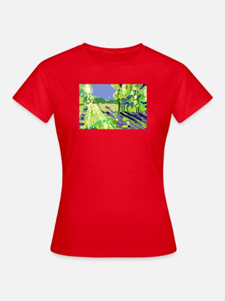Impressionistische Sonnenlandschaft - Frauen T-Shirt - Rot