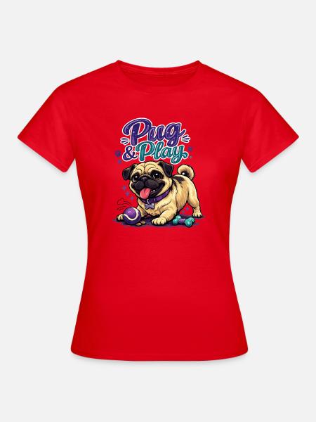 Mops & Spielzeugzeit - Frauen T-Shirt - Rot