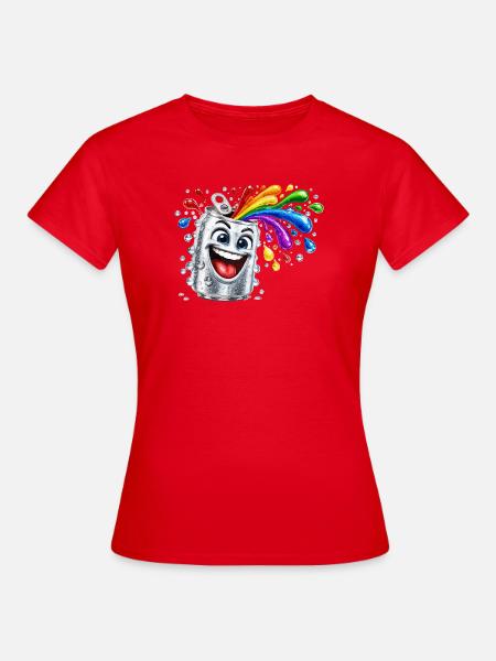 Fröhliche Farbdusche aus Dose - Frauen T-Shirt - Rot