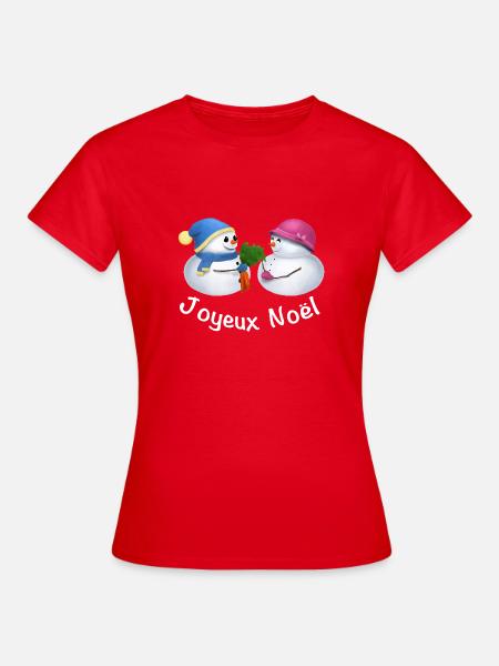 Joyeux Noël Schneemann Paar - Französisch - Frauen T-Shirt - Rot