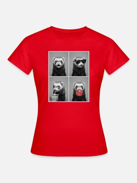 Ferret Frettchen - Frauen T-Shirt - Rot