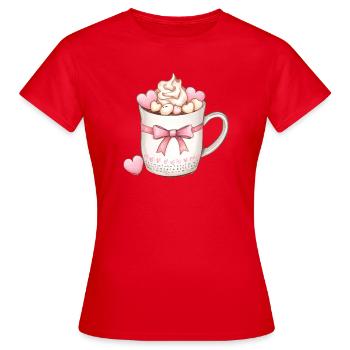 Herzcreme-Tasse - Frauen T-Shirt - Rot - Vorne - AI Model Female 172 dark (172cm)