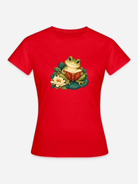 Froschleser auf Seerosen - Frauen T-Shirt - Rot