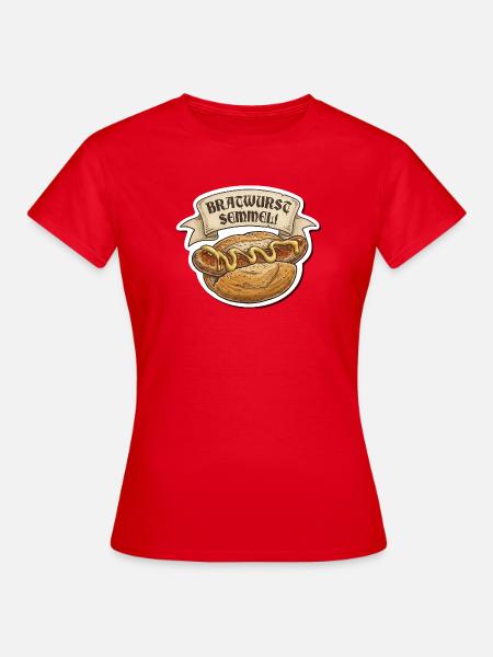Bratwurst Semmel Emblem - Frauen T-Shirt - Rot