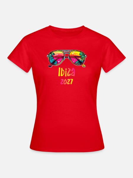 Ibiza 2027 Rainbow Sunglasses Design - Frauen T-Shirt - Rot