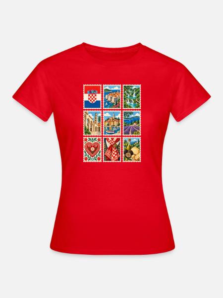Kroatien Briefmarken - Frauen T-Shirt - Rot