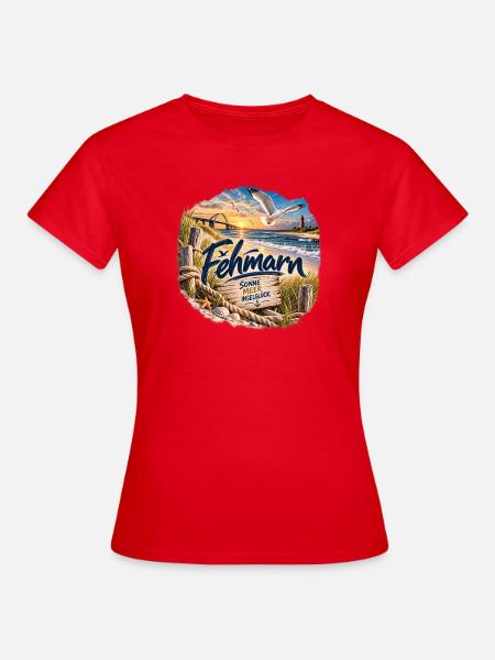 Föhr Inselglück Strandmotiv - Frauen T-Shirt - Rot