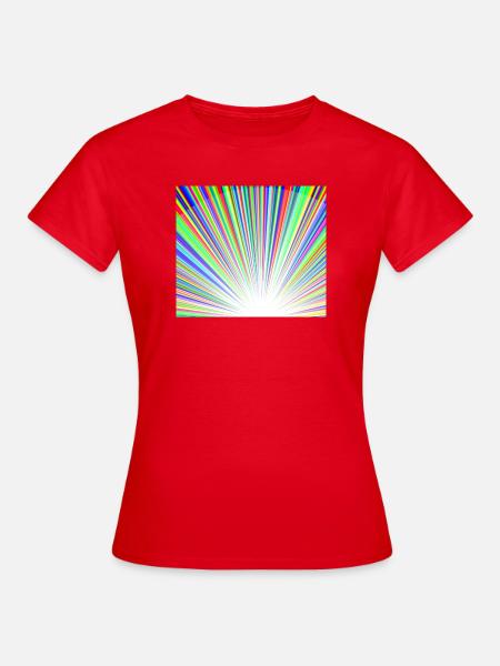 Leuchtendes Regenbogen-Sonnenstrahlmuster - Frauen T-Shirt - Rot