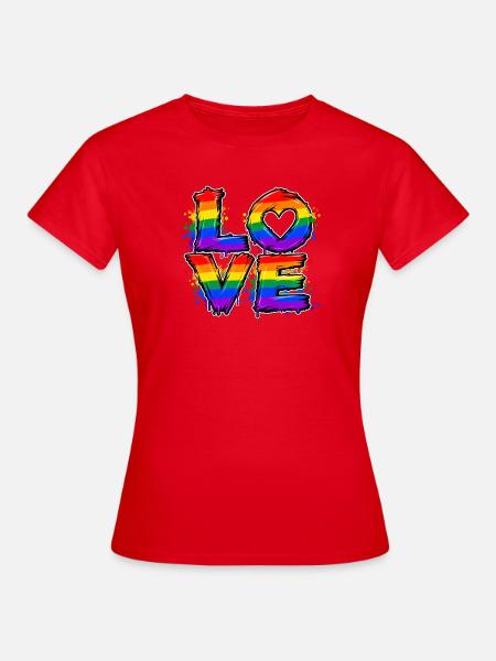Liebe im Regenbogen-Look - Frauen T-Shirt - Rot