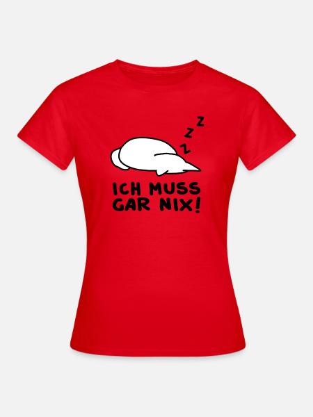 Lustige Schlafende Katze - Frauen T-Shirt - Rot