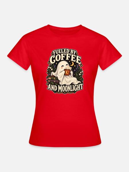 Angetrieben von Kaffee und Mondlicht - Frauen T-Shirt - Rot