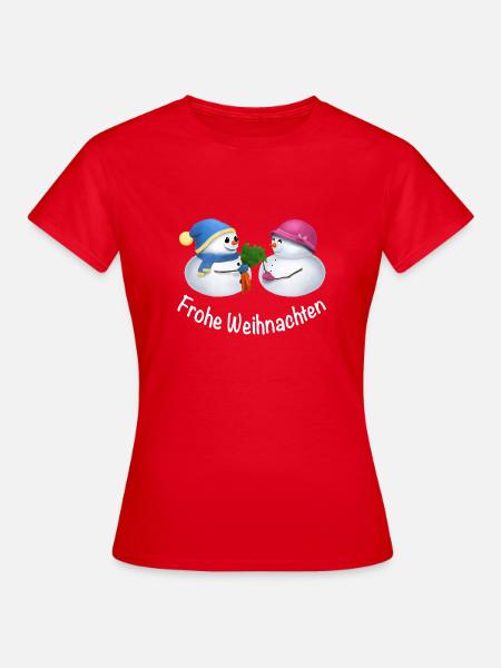 Frohe Weihnachten Schneemann Paar - Frauen T-Shirt - Rot