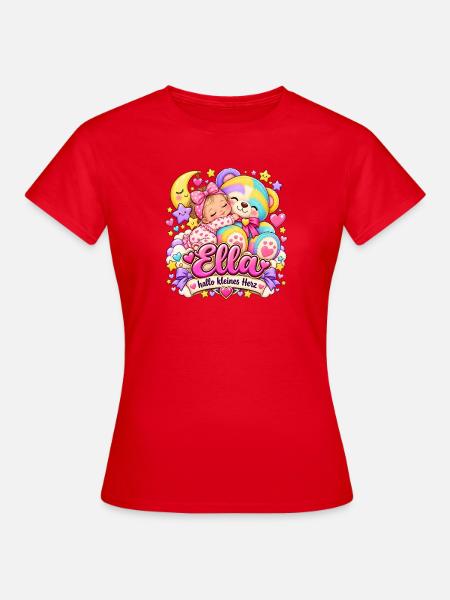 Ella Hallo Kleines Herz Kuschelmotiv - Frauen T-Shirt - Rot