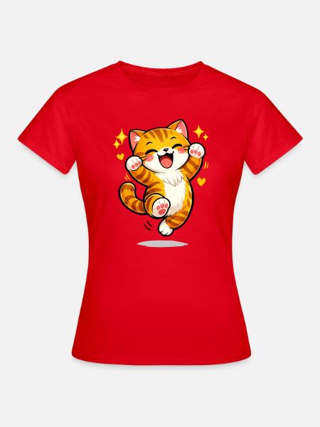 Freudige orangefarbene Katzensprung - Frauen T-Shirt - Rot