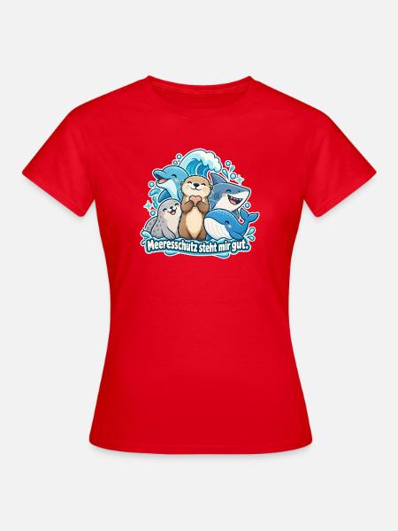 Meeresschutz Meerestiere Ozeanfreund - Frauen T-Shirt - Rot