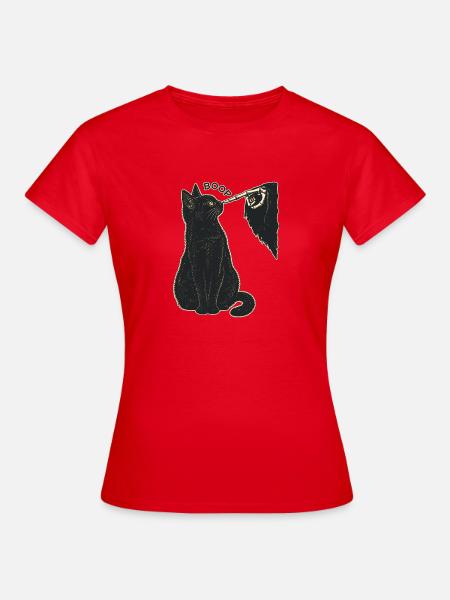 Boop – Schwarze Katze und Knochenhand - Frauen T-Shirt - Rot