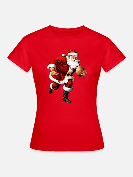 Weihnachtsmann Rugbyspieler - Frauen T-Shirt - Rot