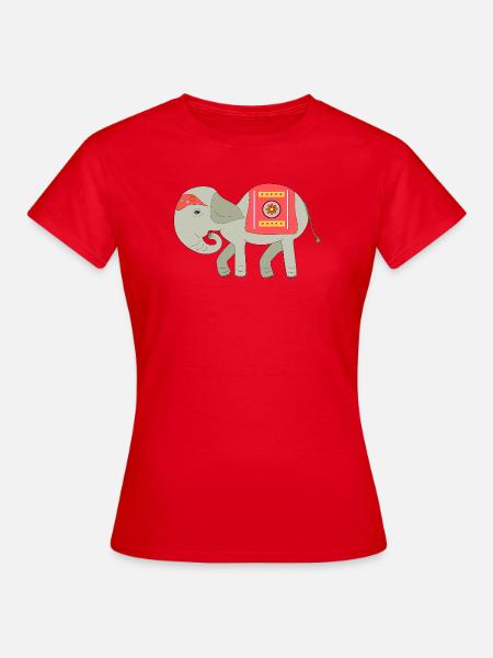 Elefant mit roter Deckentrage - Frauen T-Shirt - Rot
