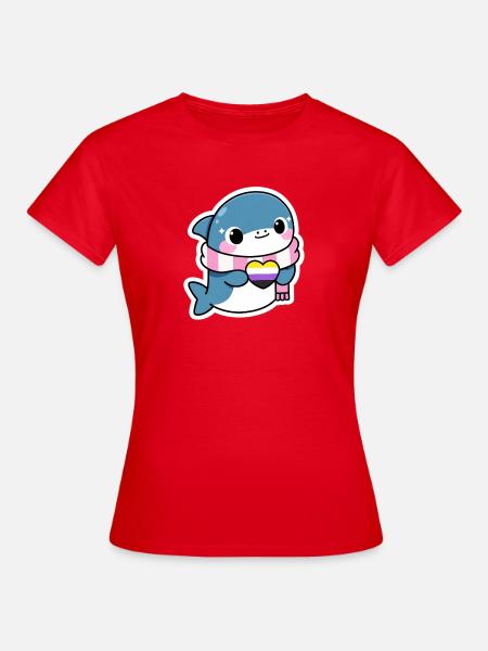 Niedlicher Hai Nonbinarypride - Frauen T-Shirt - Rot